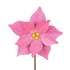 The Round Top Collection All Glitter Pink Poinsettia Stake