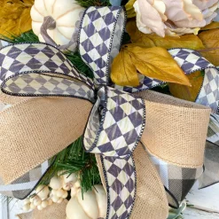 A&B Floral Antique Diamond Plaid Ribbon, 1.5" x 10yd.