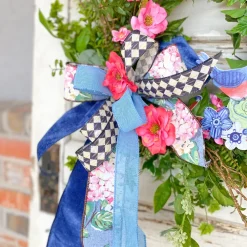 A&B Floral Antique Diamond Plaid Ribbon, 1.5