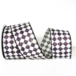 A&B Floral Antique Diamond Plaid Ribbon, 2.5" x 10yd.