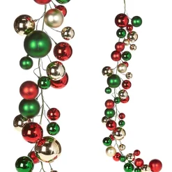 RAZ Ball Garland in Red, Green and Gold, 4'