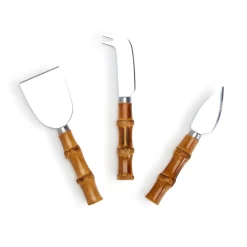 Two's Company Bamboo Handle Cheese Knives Set