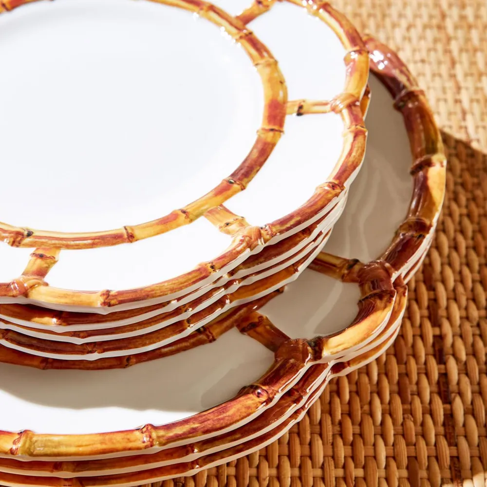 Two's Company Bamboo Touch Dinner Plate Set