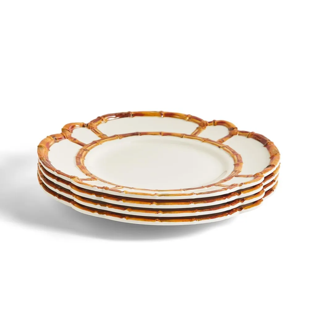 Two's Company Bamboo Touch Dinner Plate Set