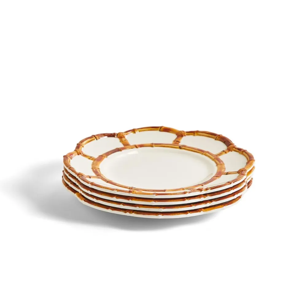 Two's Company Bamboo Touch Salad Plate Set