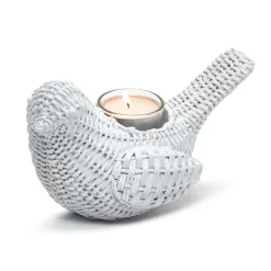 Two's Company Basket Weave Pattern Bird Cachepot