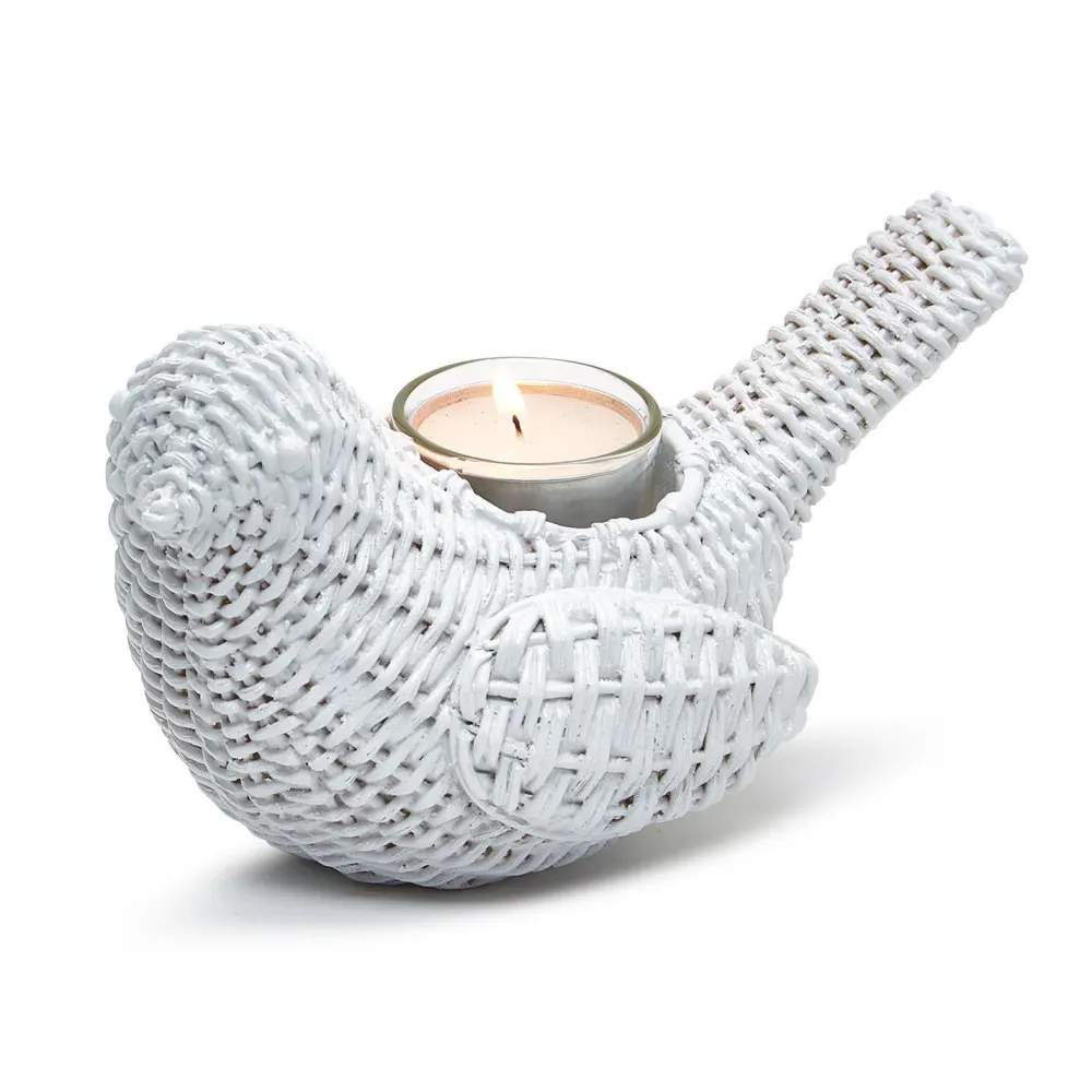 Two's Company Basket Weave Pattern Bird Cachepot