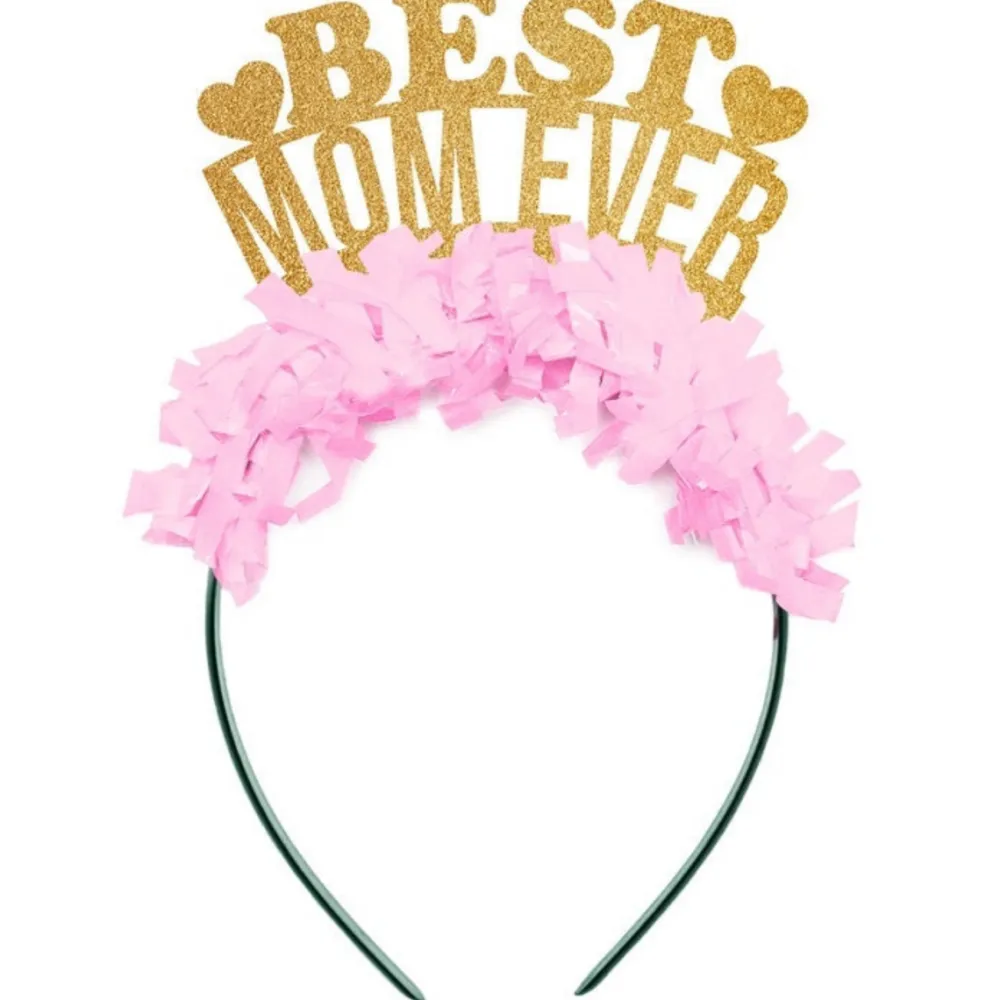 Festive Gal Best Mom Ever Headband, Light Pink