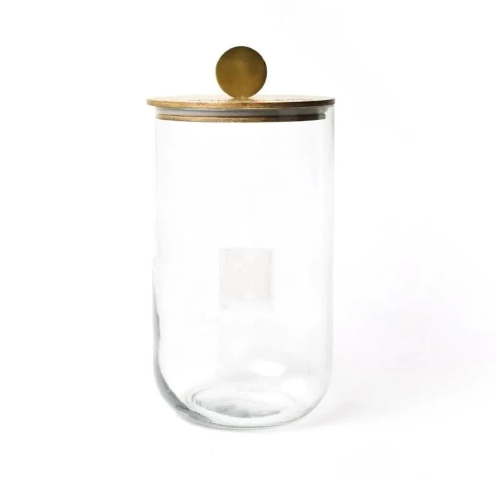 Happy Everything Big Wooden Lid Glass Jar by !