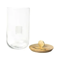 Happy Everything Big Wooden Lid Glass Jar by !