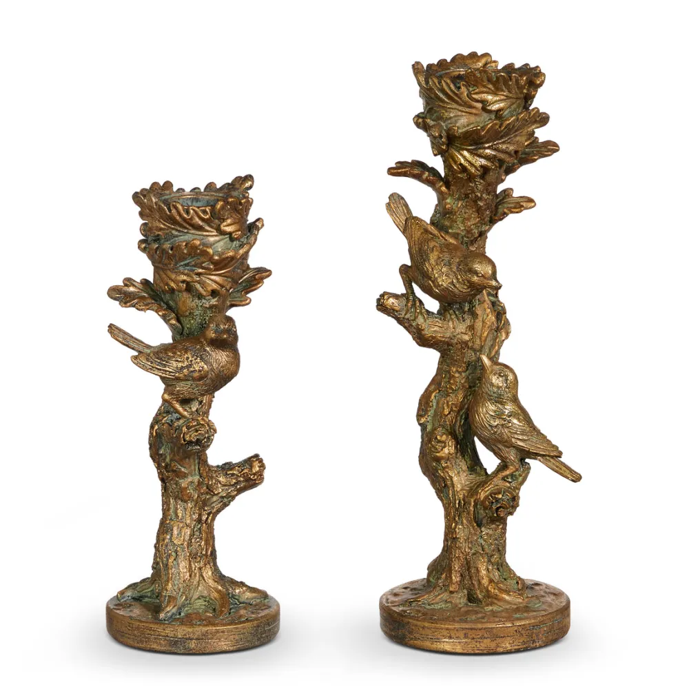 RAZ Bird on Branch Candle Sticks Set