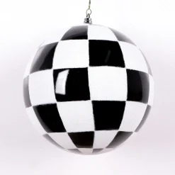 Farrisilk Black and White Check Ornament, 4"