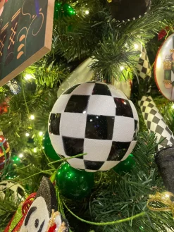 Farrisilk Black and White Check Ornament, 5"