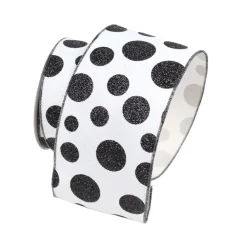 Farrisilk Black and White Glitter Random Dots 4"X10YD