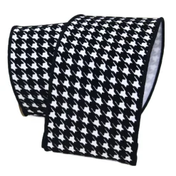 Farrisilk Black and White Houndstooth Ribbon 4"X10YD