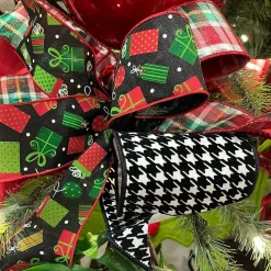 Farrisilk Black and White Houndstooth Ribbon 4"X10YD
