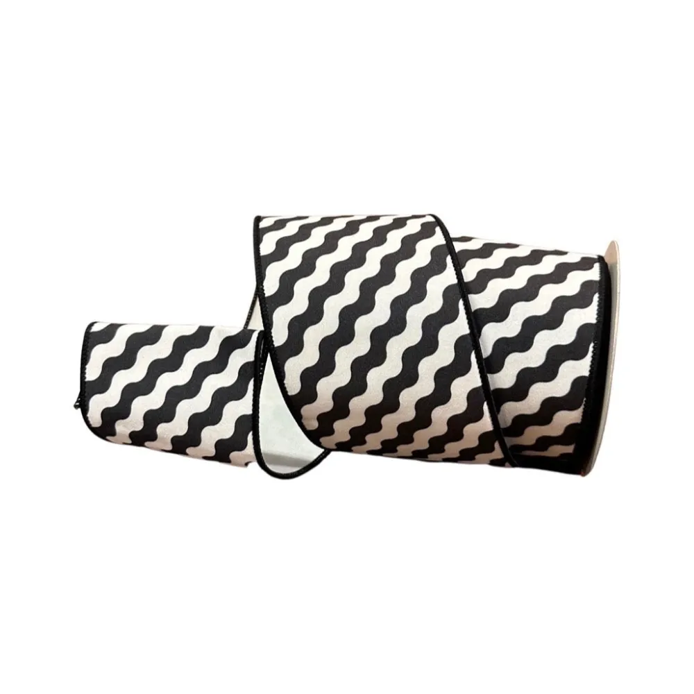 Farrisilk Black and White Illusion Ribbon, 4" X 10YD