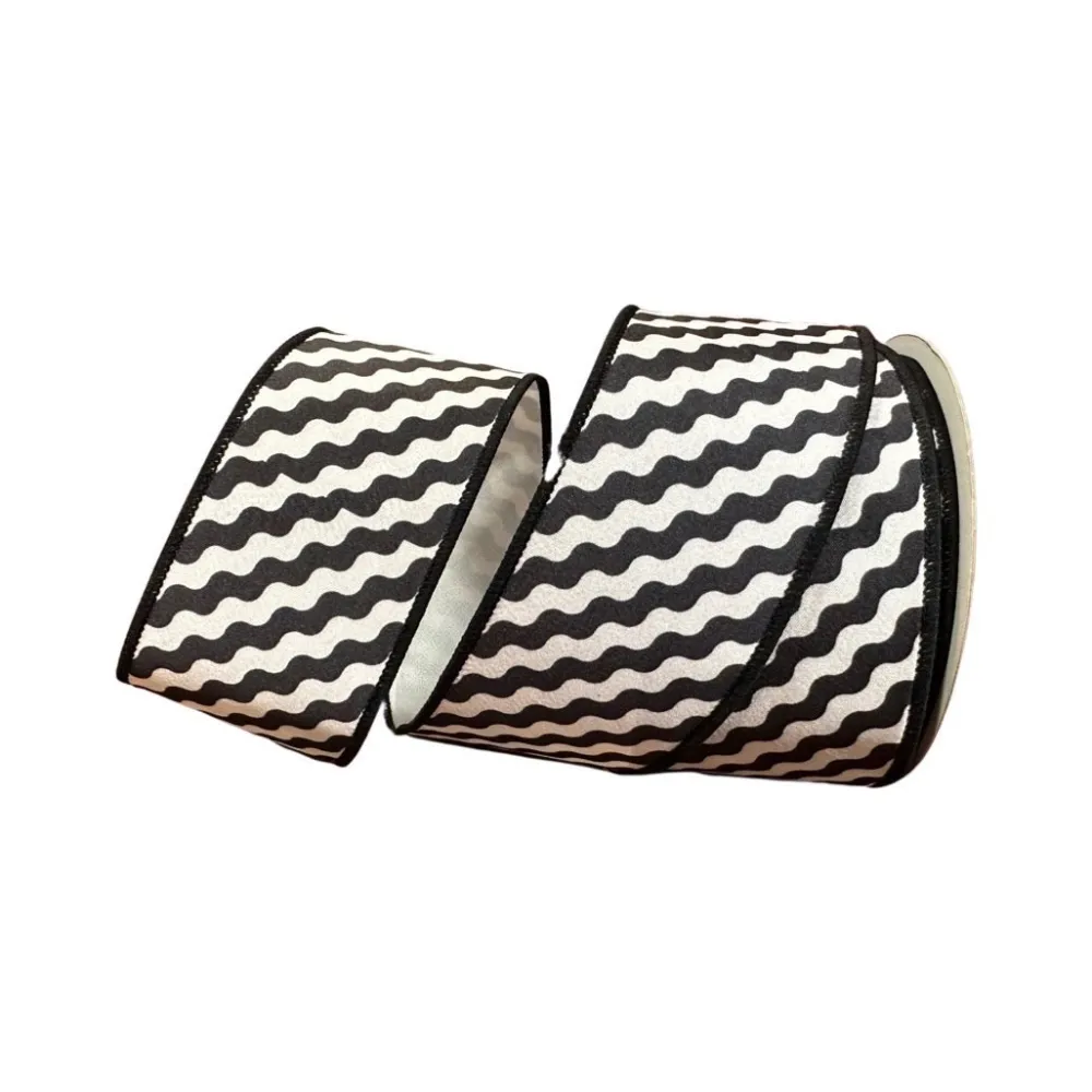 Farrisilk Black and White Illusion Ribbon, 2.5" X 10YD