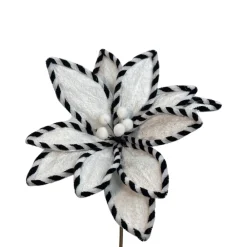 Liberty Floral Black and White Velvet Poinsettia Pick