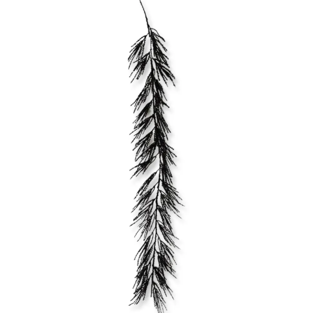 Liberty Floral Black Flocked Pine Garland