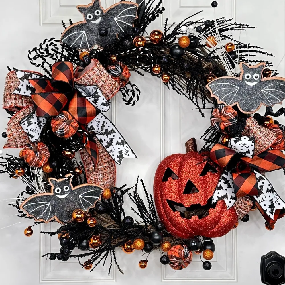 Liberty Floral Black Flocked Pine Garland