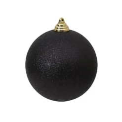 Farrisilk Black Glitter Ball Ornament, 4"