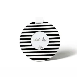 Happy Everything Black Medium Stripe Round Frame by !