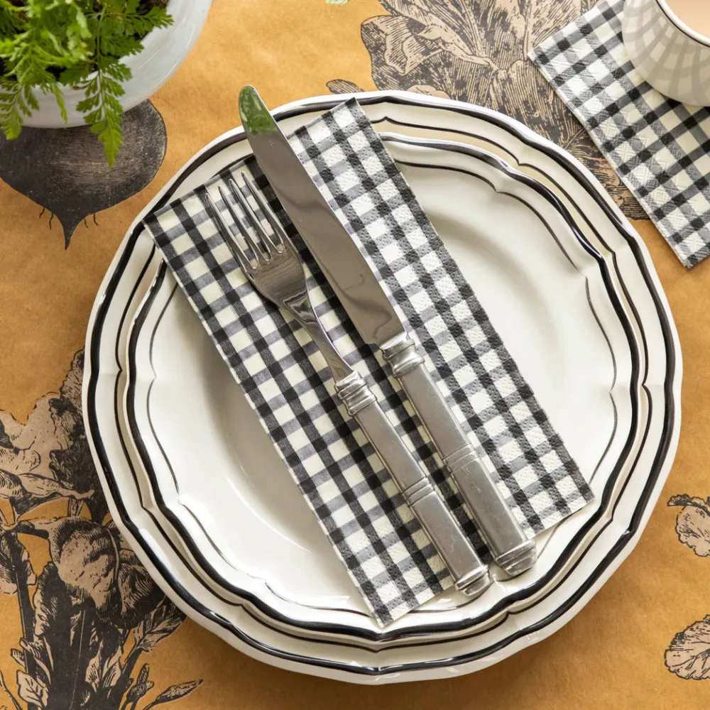 Hester & Cook Black Painted Check Guest Napkin Set