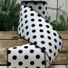D. Stevens Black Polka Dot on White Ribbon, 4” X 10YD