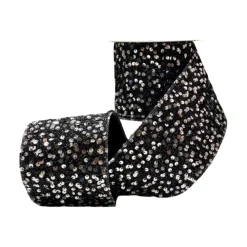 D. Stevens Black Sequin Tinsel Ribbon, 4" X 10YD