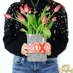 Happy Everything Black Small Dot Big Oval Vase by !