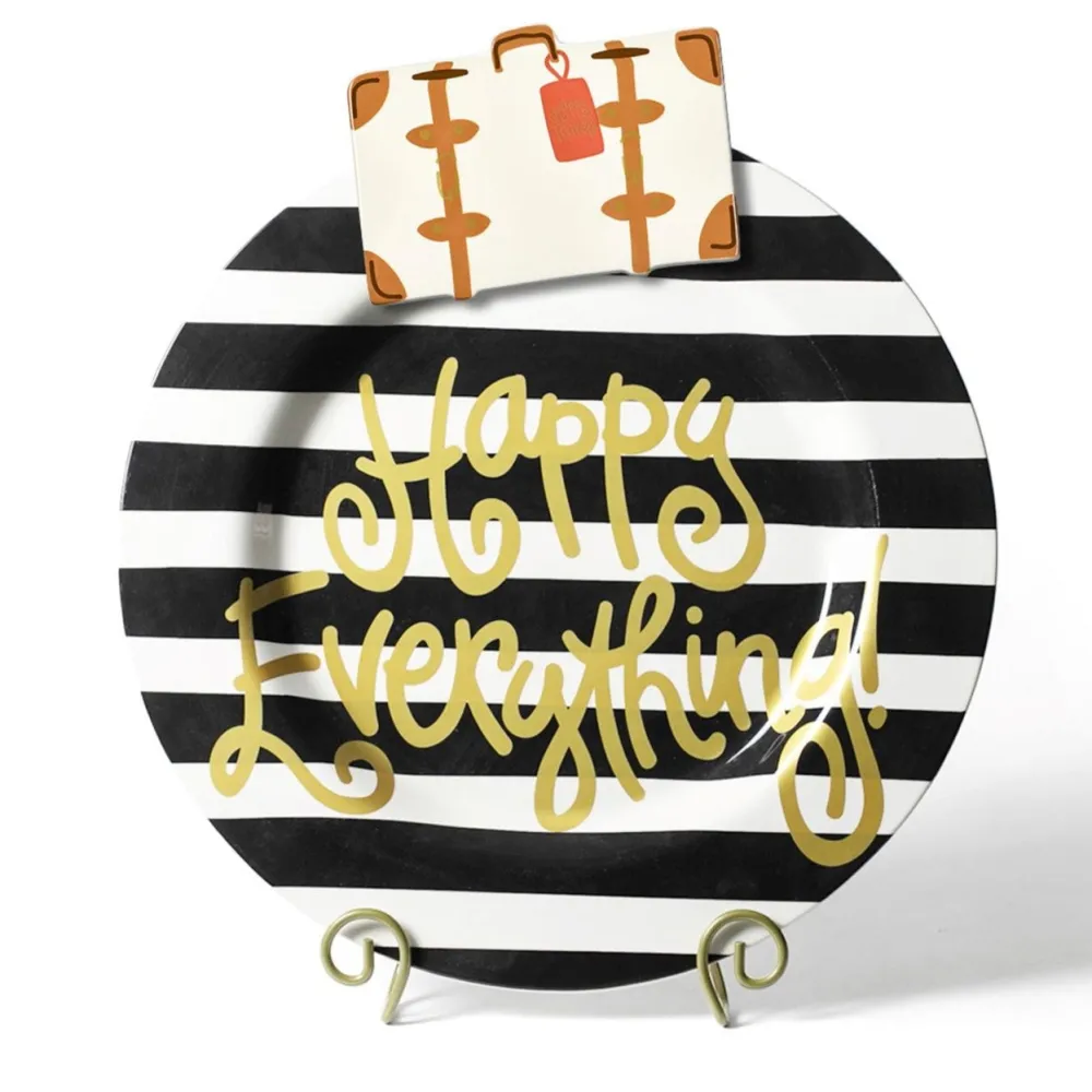 Happy Everything Black Stripe Big Platter by !