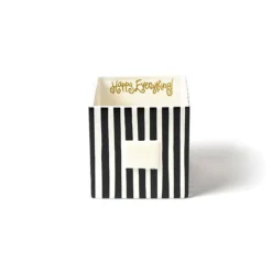 Happy Everything Black Stripe Medium Nesting Cube by !