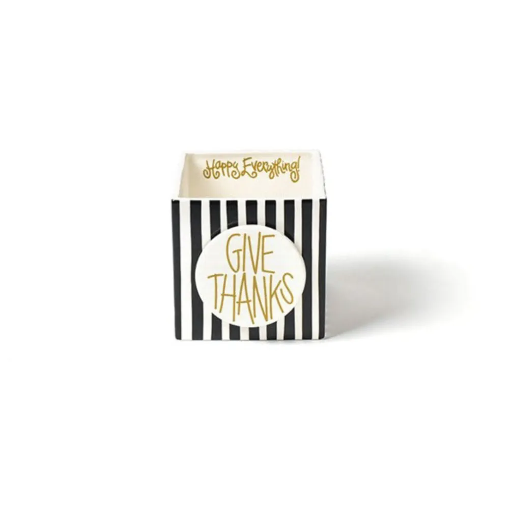 Happy Everything Black Stripe Medium Nesting Cube by !