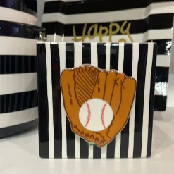 Happy Everything Black Stripe Medium Nesting Cube by !