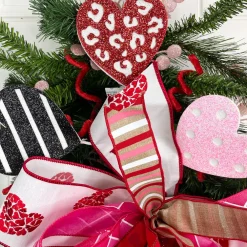 Craig Bachman Black Stripe, Red Pattern, Pink Dot Heart Glitter Pick, 25"