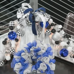 Farrisilk Black & White Check Ball Garland, 10'