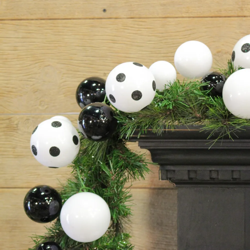 Farrisilk 10' Black & White Polka Dot Ball Garland