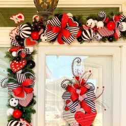 Farrisilk 10' Black & White Polka Dot Ball Garland