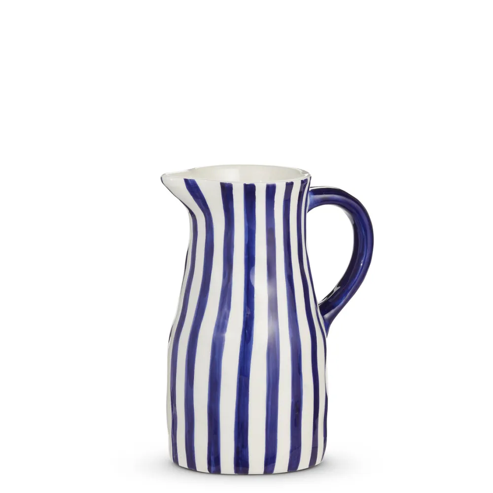 RAZ Blue and White Striped Pitcher