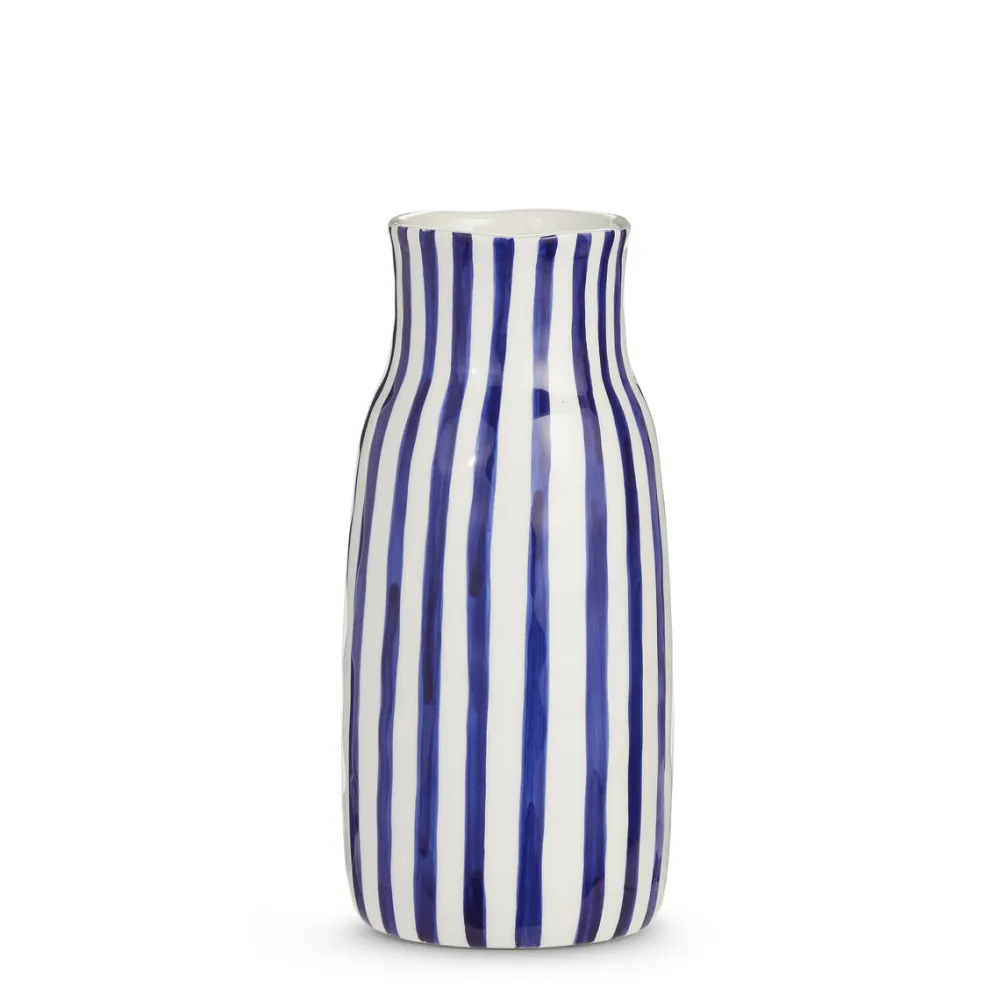 RAZ Blue and White Striped Vase