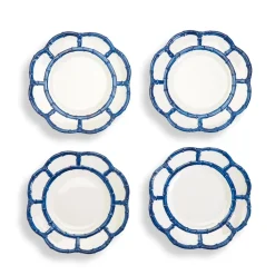 Two's Company Blue Bamboo Touch Salad Plate Set