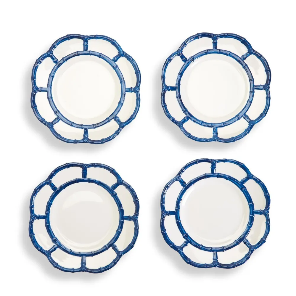 Two's Company Blue Bamboo Touch Salad Plate Set