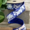 D. Stevens Blue Chinoiserie Ribbon, 1.5" x 10YD