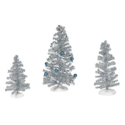 Department 56 Blue Christmas Tinsel Trees, Set of 3