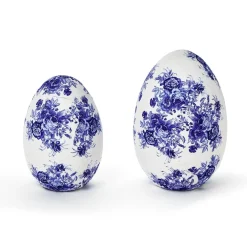 Two's Company Blue Floral Paper-Mâché Egg
