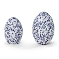 Two's Company Blue Floral Paper-Mâché Egg