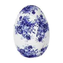 Two's Company Blue Floral Paper-Mâché Egg