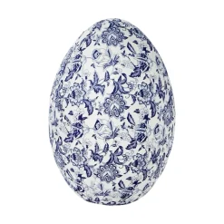 Two's Company Blue Floral Paper-Mâché Egg
