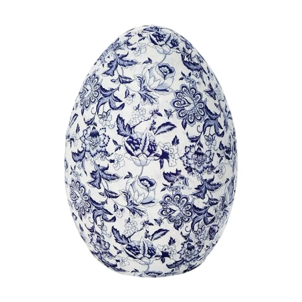 Two's Company Blue Floral Paper-Mâché Egg